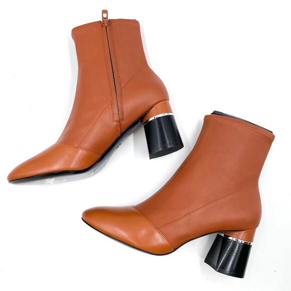 3.1 Phillip Lim Drum Boots Ankle Cognac Brown Leather Block Heel Sz 40.5 / 10 - Picture 6 of 11